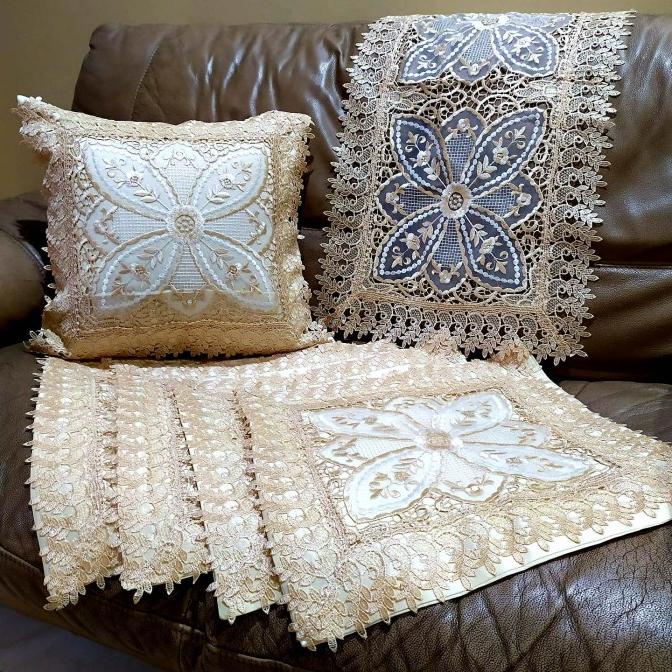 Set Sarung Bantal Kursi Sofa Set bordir impor mewah 40x40 cm