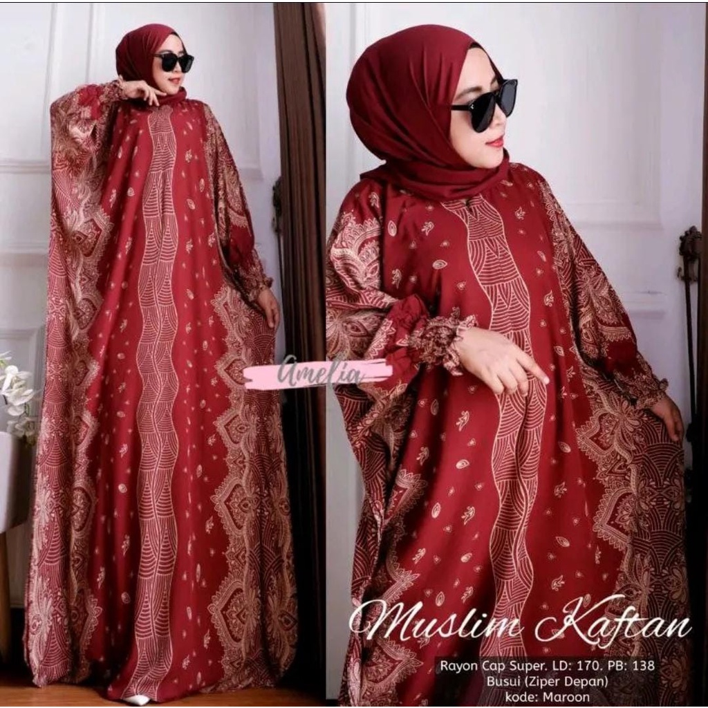 Gamis Kaftan Motif Terbaru Busui Panjang Jumbo Viral Kekinian Daster Arab Murah