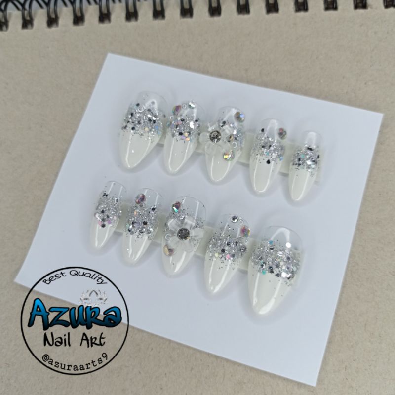 KUKU PALSU PUTIH / NAIL ART WEDDING / KUPAL HOMEMADE