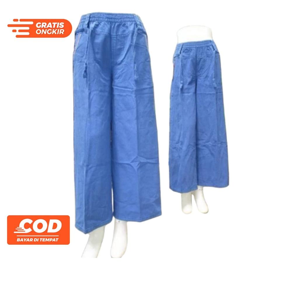 PALING DIMINATI D95 Kulot Jeans Ribbon / Kulot Levis Panjang Jumbo Wanita Ł