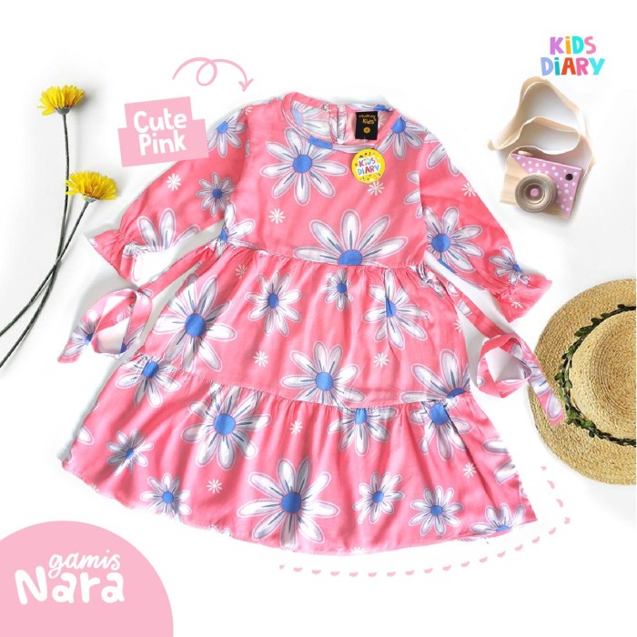 Baju Gamis Anak Perempuan Gamis Nara Baju Gamis Rayon Anak - Pink Xxl F0G8 branded cewek floral eleg