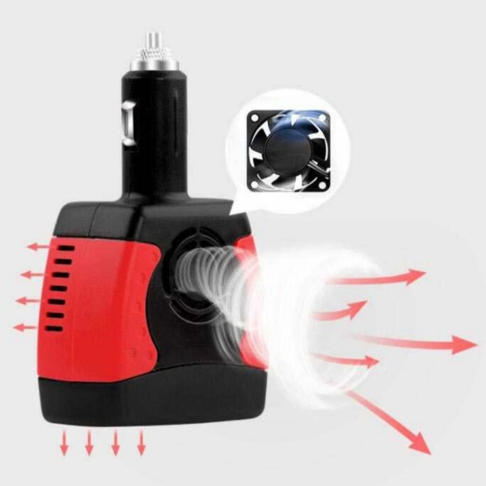 Car Power Adaptor Inverter Charge Laptop Gadget Mobil USB DC12V To AC