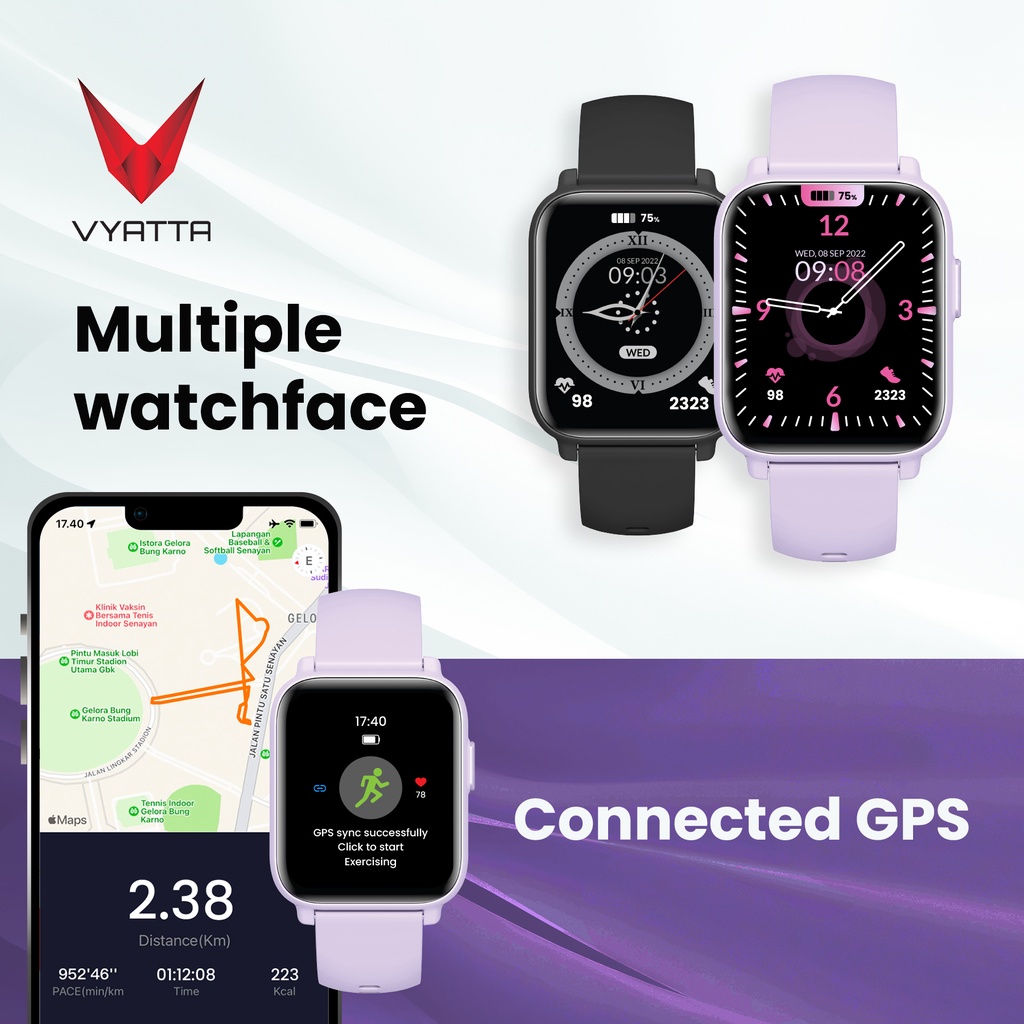 VYATTA FITME PRO SMARTWATCH SQUARE IPS SCREEN 1.9&quot; BLUETOOTH PHONE CALL REAL HEART RATE SENSOR MULTI SPORTS MODE