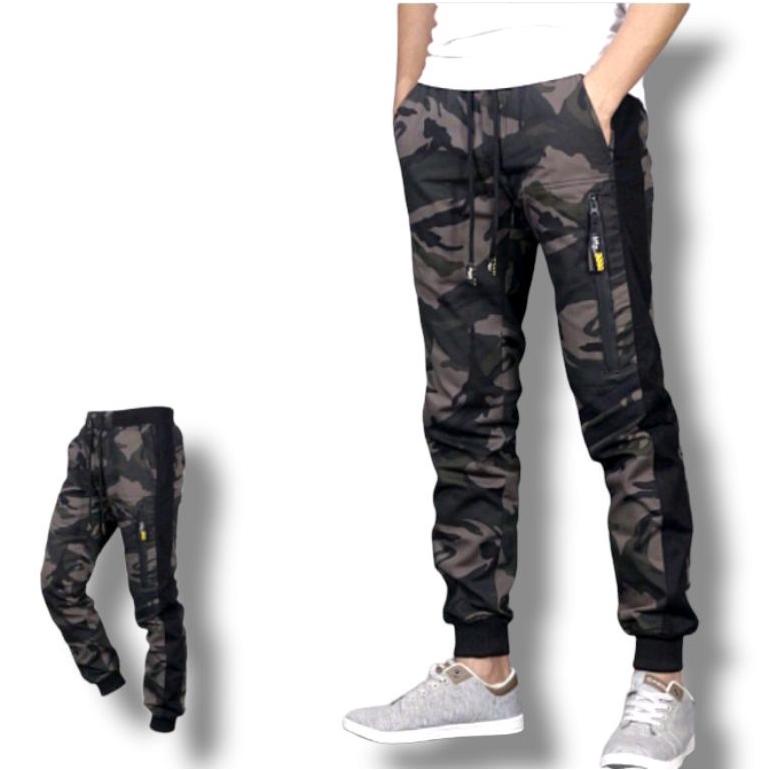 Celana jogger pria camo army loreng