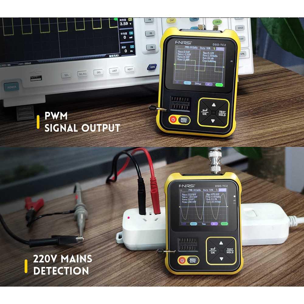 FNIRSI 2 in 1 Transistor Tester &amp; Digital Oscilloscope Handheld - DSO-TC2 - Yellow