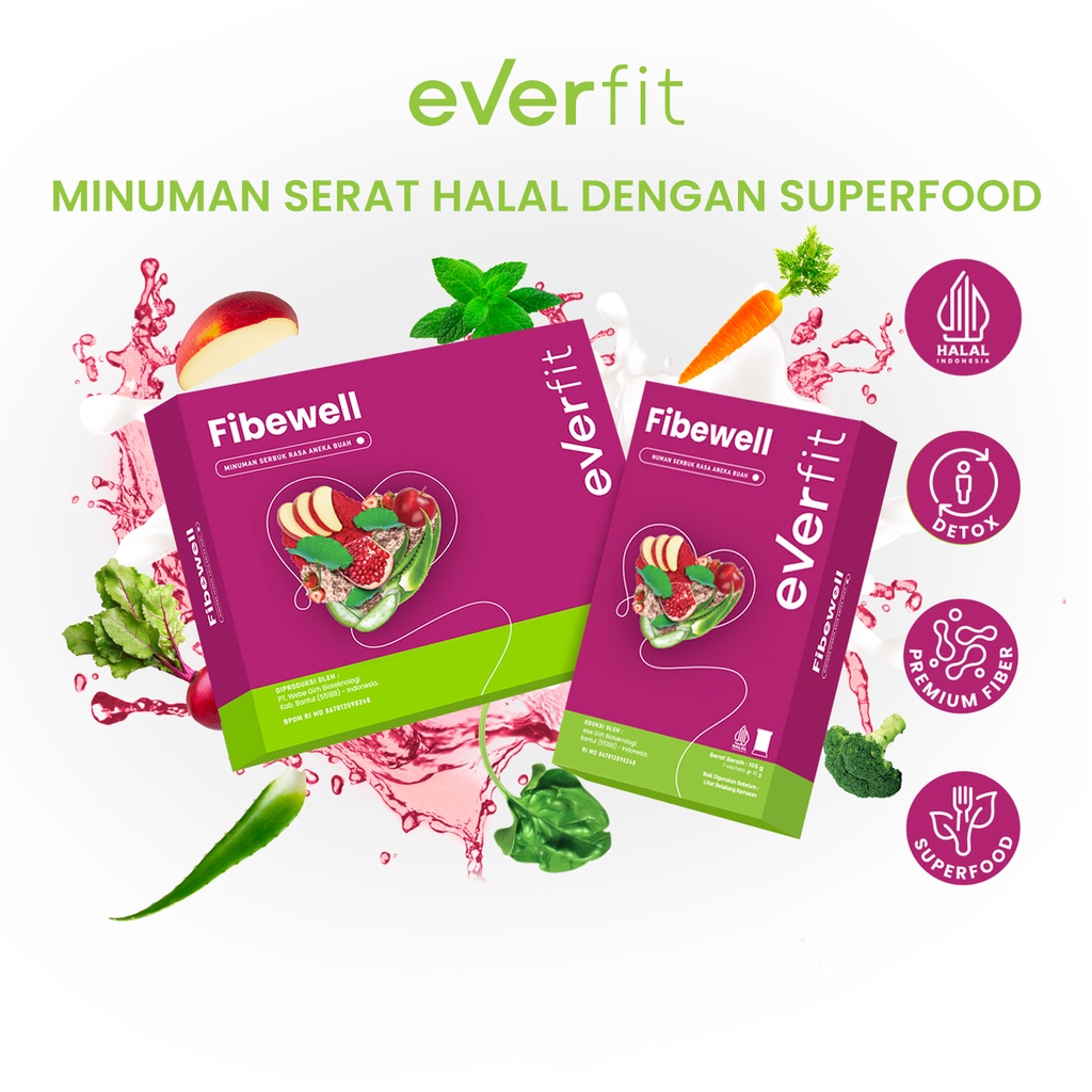 

Everfit Fibewell Minuman Serbuk Rasa Aneka Buah Kotak isi 14 sachet | 7 sachet