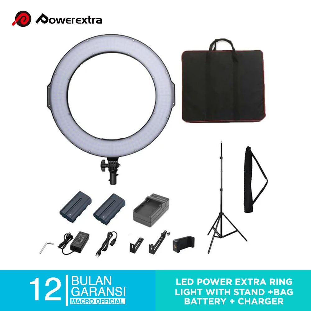 POWEREXTRA LED Ring Light  RL-288A + Light Stand + Battery and Charger
