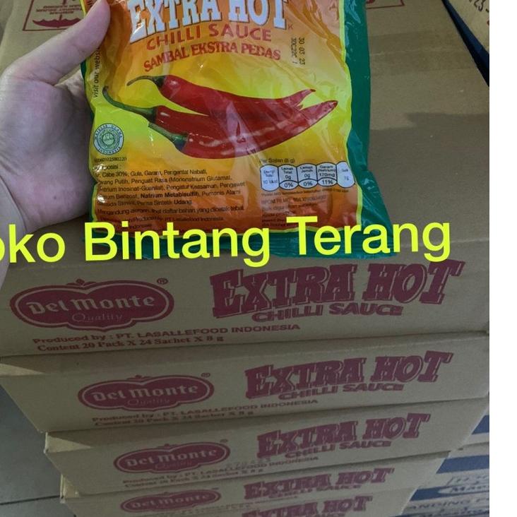 

♘ Delmonte Saos Sambal Extra Hot Sachet Stick 1 Dus isi 20 pak x 24 stik ➴
