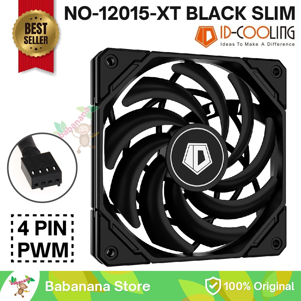 FAN ID COOLING 120MM NO-12015-XT BLACK PWM 4 PIN CASING PC KIPAS 4PIN SLIM