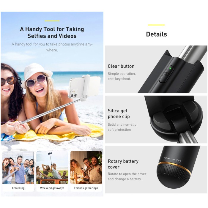 BASEUS Tongsis Folding Selfie Stick Mini Bluetooth