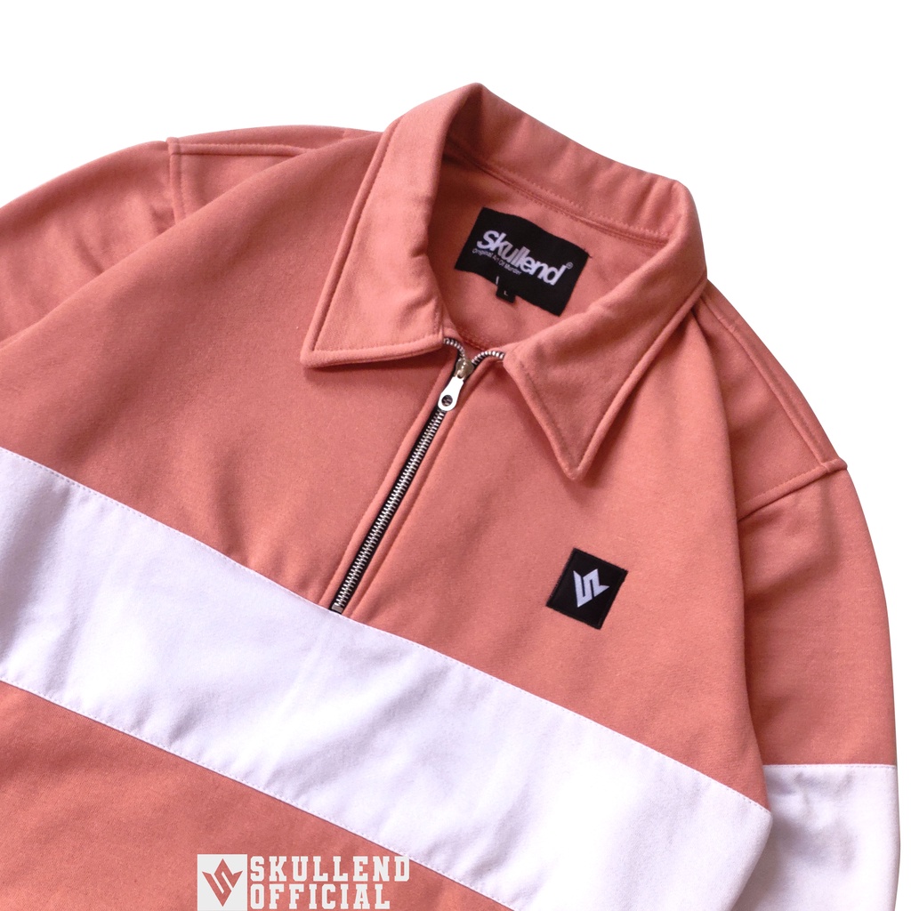 SKULLEND Rugby Sweatshirt Salmon - White