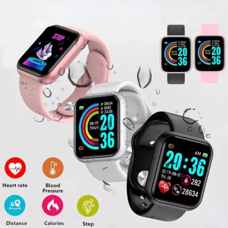 [BISA  COD ] WTW SmartWatch Y68 Sport Tahan Air Smart Bluetooth Watch Heart Rate Gelang Pedometer Pelacak Kebugaran