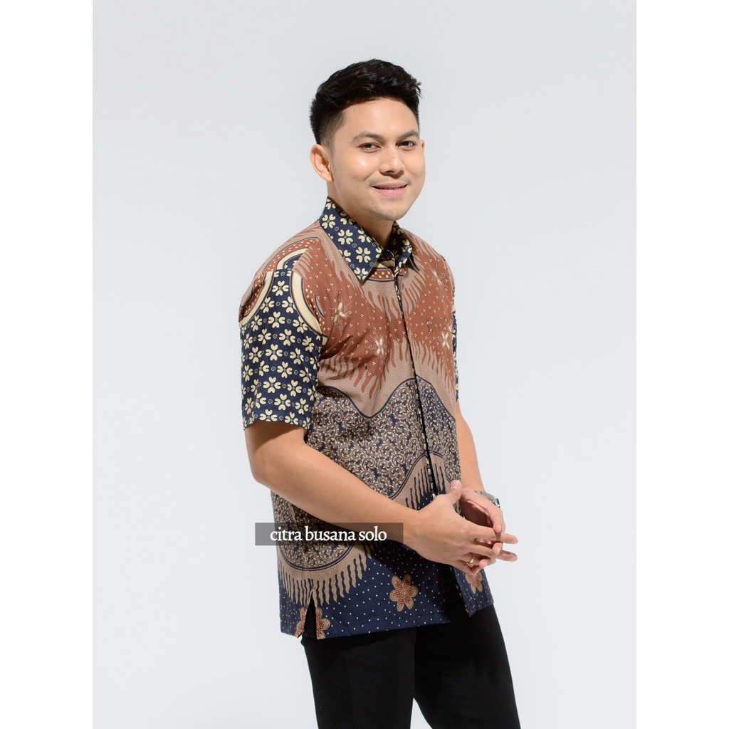 SATRIA PENDEK Kemeja Batik Pria Full Furing Bahan Katun Cabut Primisima