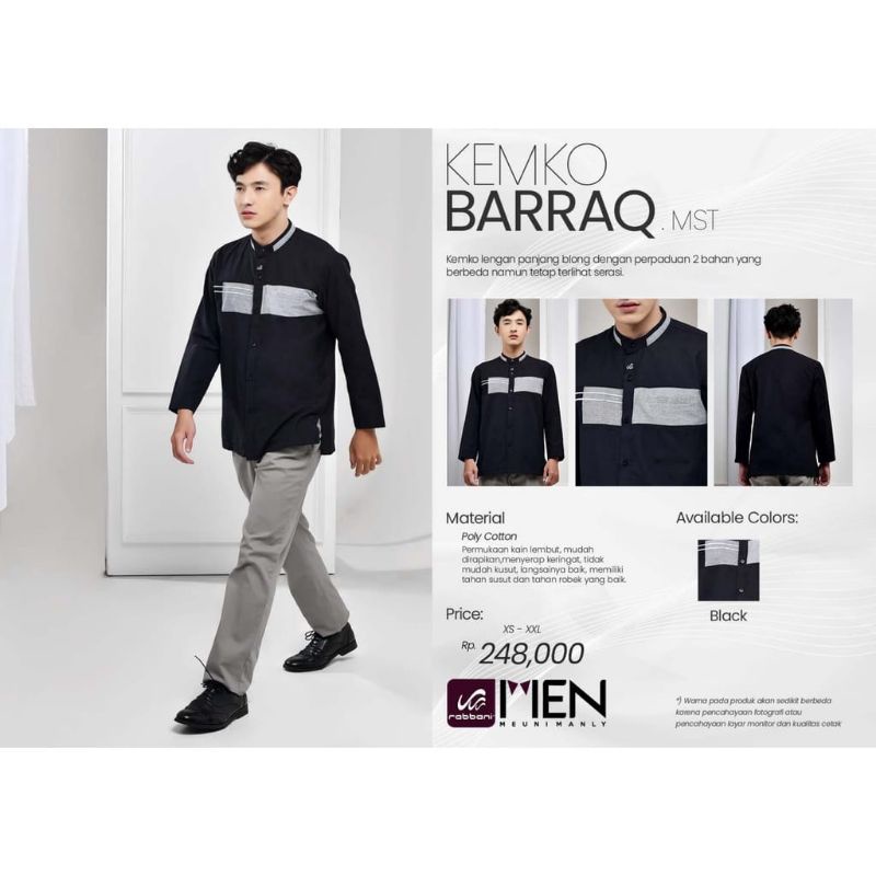 kemko BARRAQ V2 BLG - baju koko rabbani - baju koko lengan panjang hitam - kemko rabbani hitam