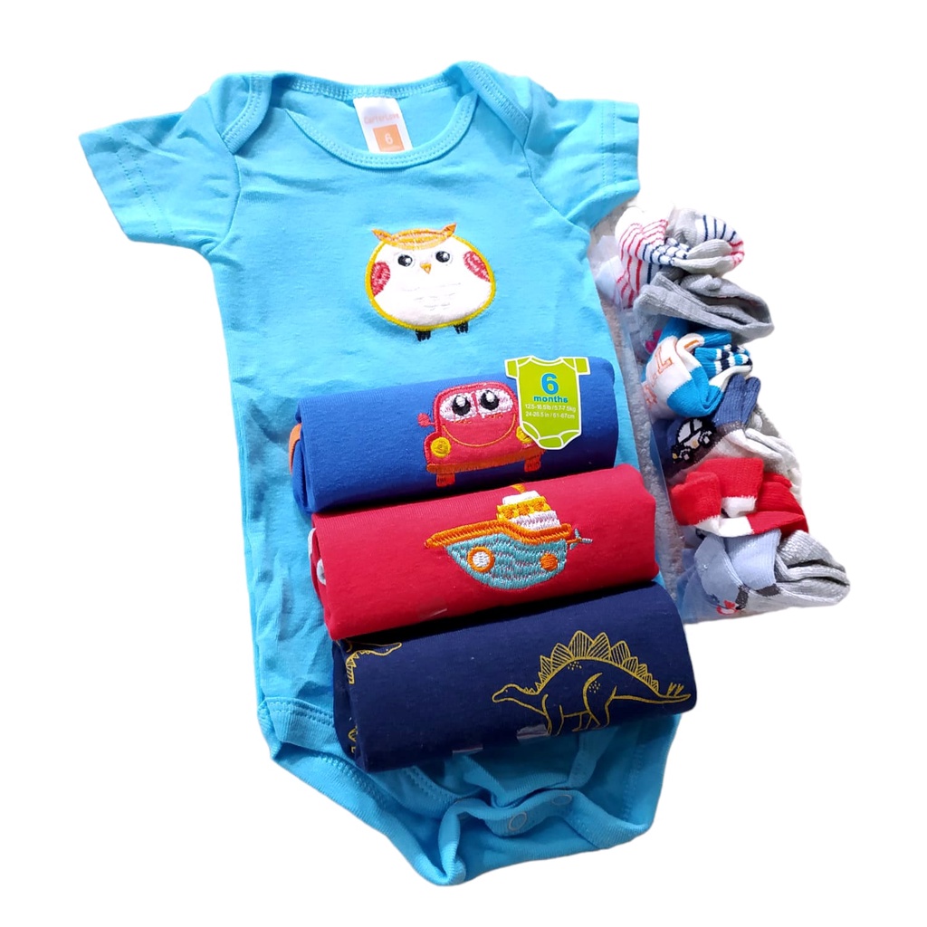 10 pcs Pakaian Bayi Jumper + Kaos kaki bayi Bodysuit 0-3 bulan