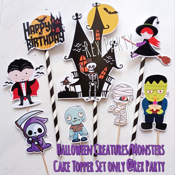 Terlaris Monster Halloween Spooky Birthday Topper/Cake Topper/Monster Halloween