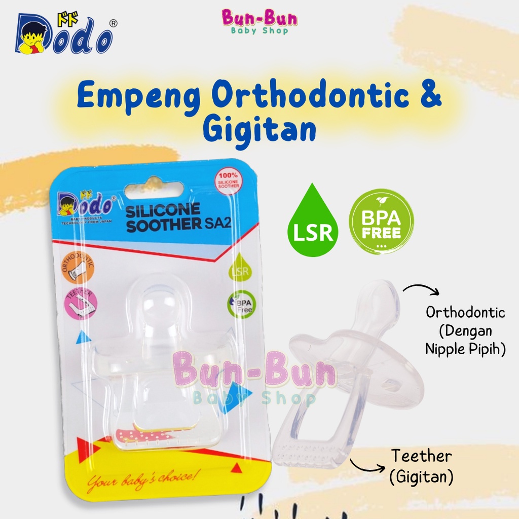 DODO Empeng Orthodontic Silicone Gigitan Dot Gepeng Teather Nipple Pipih Silikon BPA FREE Soother Perlengkapan Bayi Baru Lahir Peralatan MPASI Bunbunbabyshop