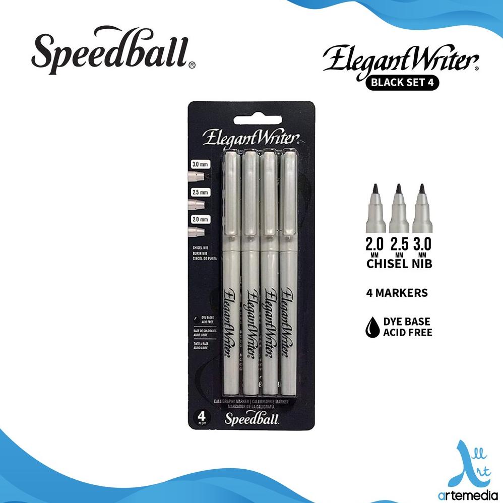 

Marker Kaligrafi Speedball Black Set 4 Elegant Writer Caligraphy