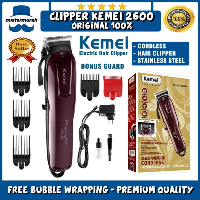 KEMEI KM 2600 ALAT MESIN CUKUR POTONG RAMBUT - WIRELESS HAIR CLIPPER