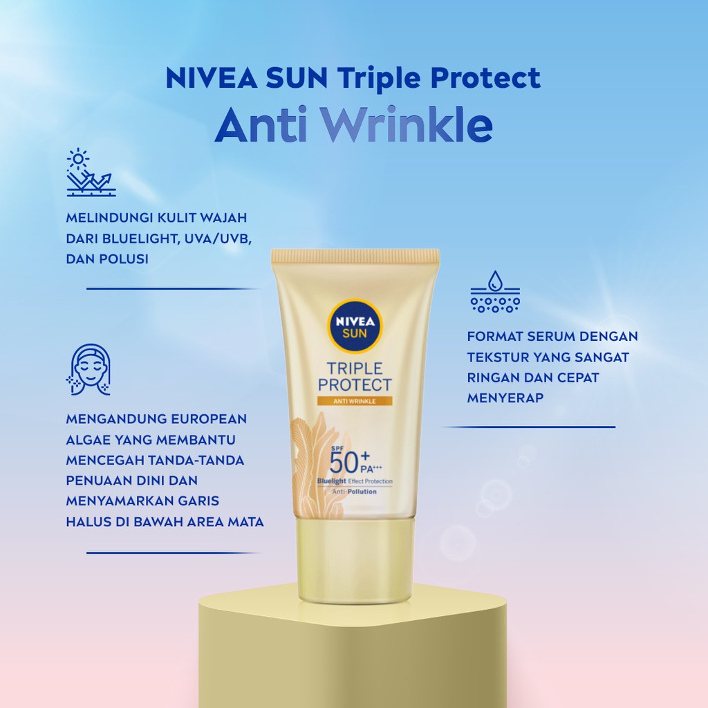 ★ BB ★ NIVEA SUN Triple Protect SERIES - Hokkaido Rose SPF50+ PA+++ - Anti Wrinkle Spf50 - Oil Control 40ml  - NIVEA SUN Face Serum - Sunscreen Sunblock