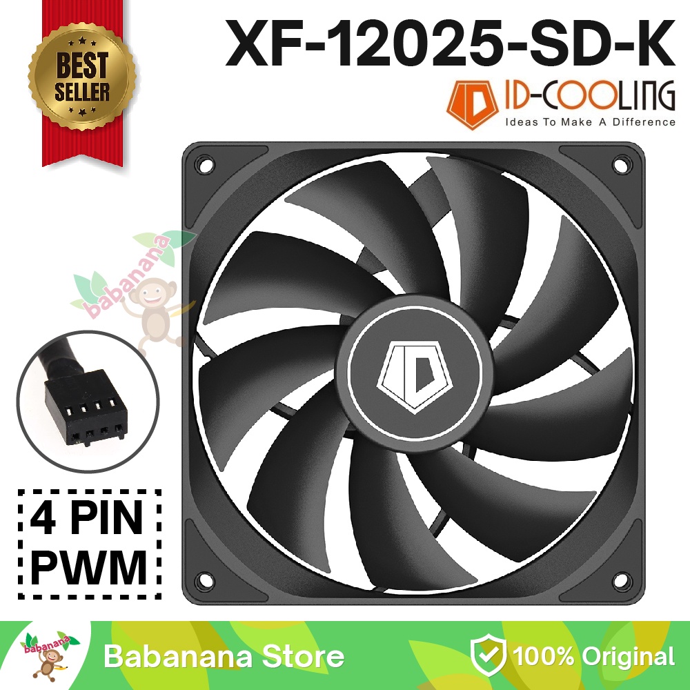 Fan ID cooling 120mm XF-12025-SD-K pwm 4 pin casing pc kipas