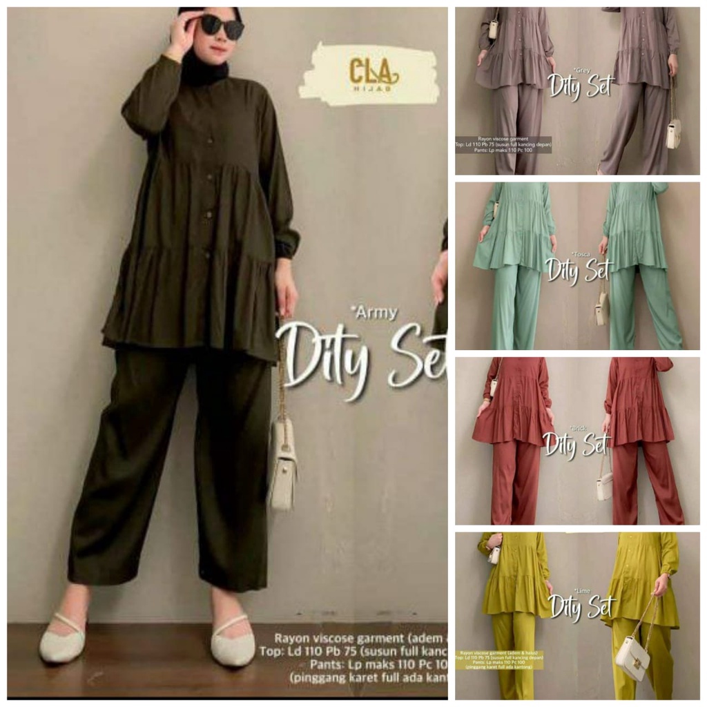 Setelan Tunik Dity Rayon Tebal / Tunik Murah / One Set Wanita Terbaru