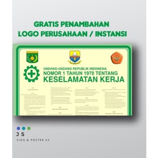 Poster Safety K3 Keselamatan Kerja UU th 1970 Kuning-GRATIS LOGO