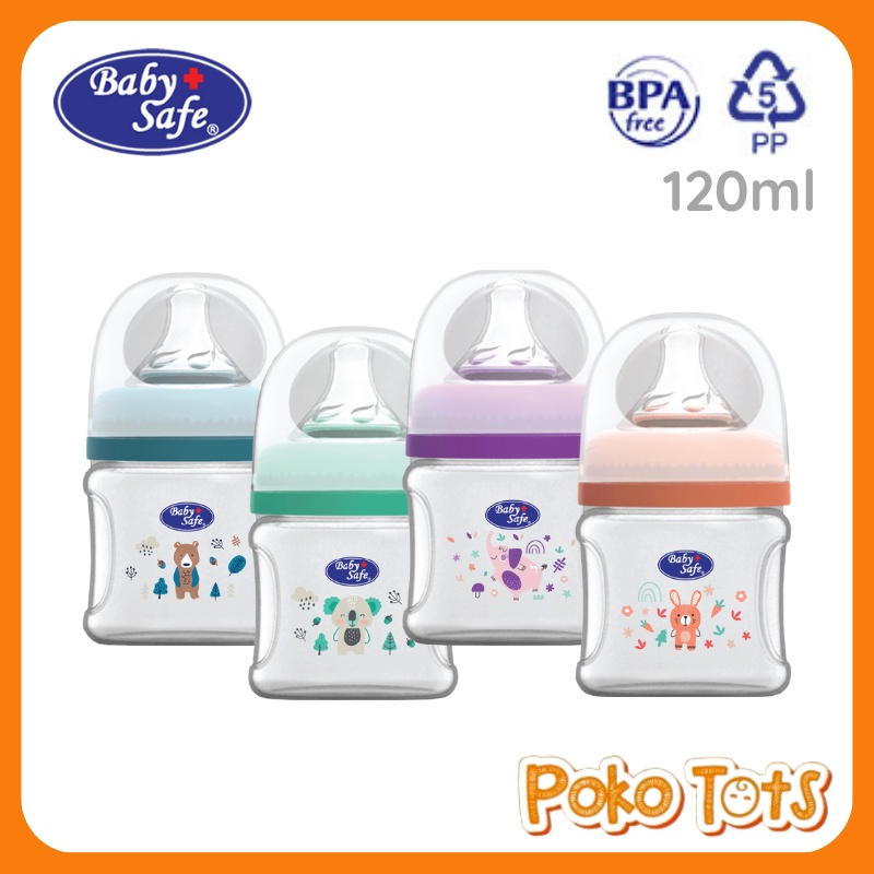 Baby Safe Wide Neck Bottle 120ml Botol Susu Bayi Wideneck Bottle WN07 Baby Safe WHS