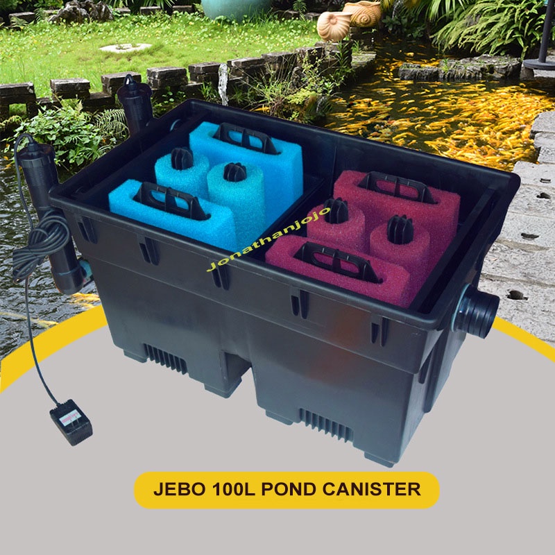 Jebo 100L Filter Kolam Koi Pond Sump Filter Canister Kolam UV Komplit Set