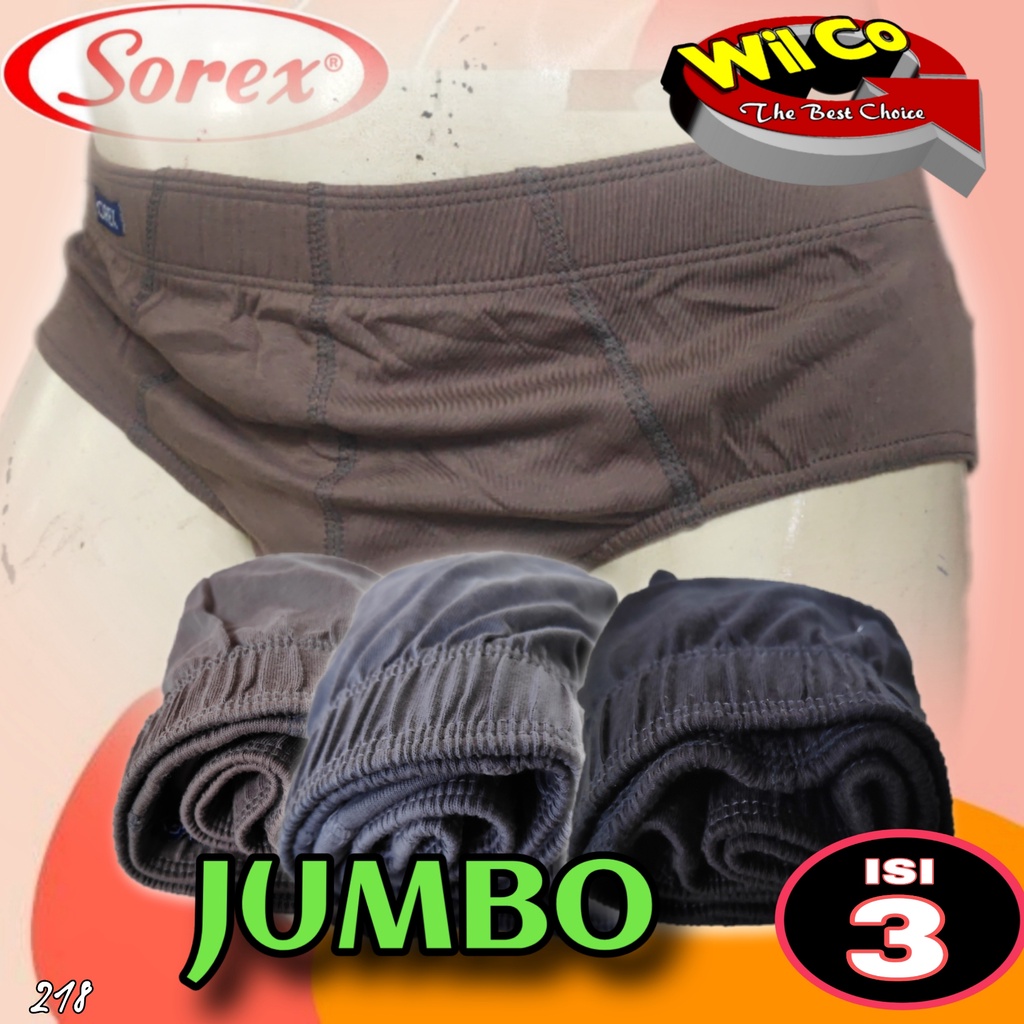 K218T - (DIJUAL PER 1 BOX ISI 3 Pcs) CELANA DALAM PRIA JUMBO IMPORT SOREX SIZE 2XL - 4XL