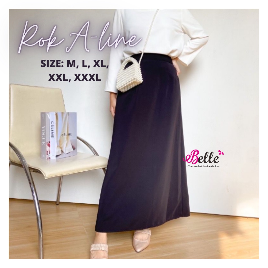 ROK POLOS HITAM A- LINE / Rok Kerja / Rok Sekolah polos hitam / Rok PPG