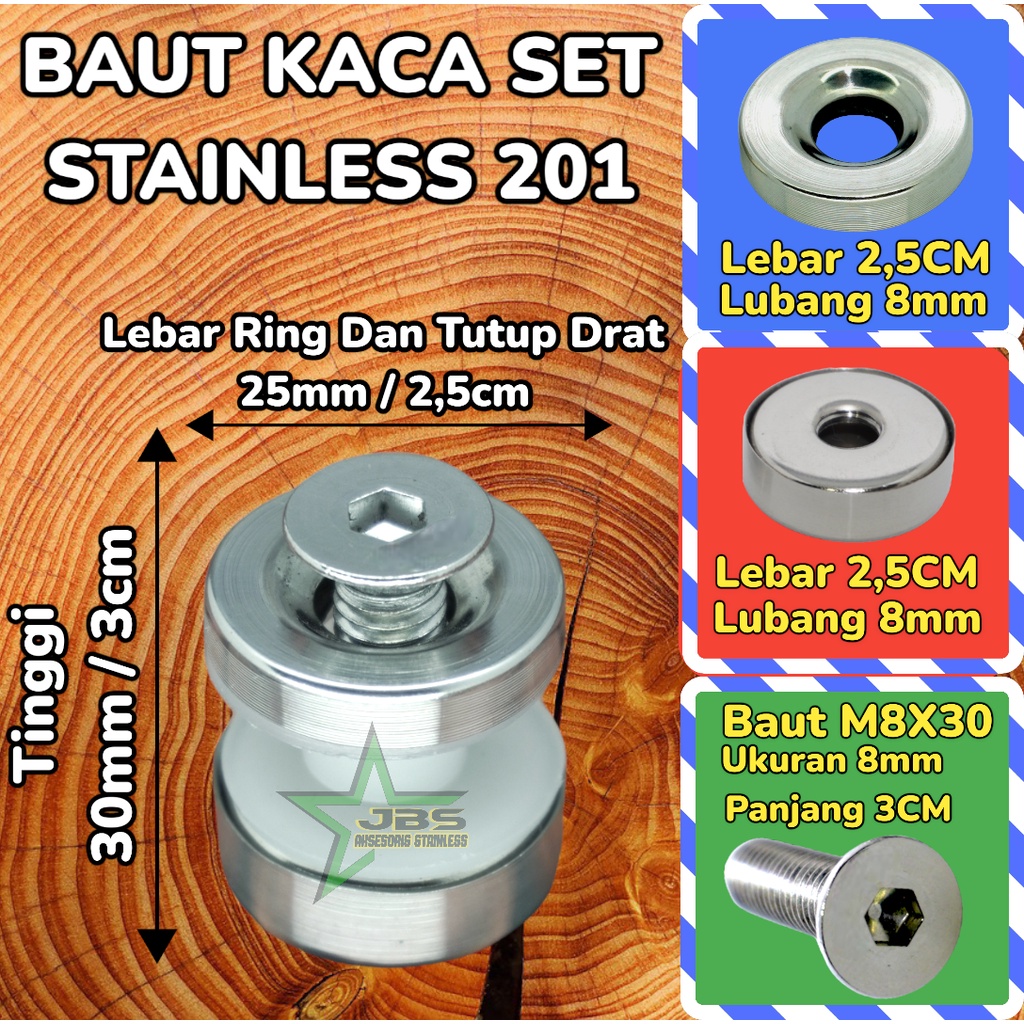 BAUT KACA SET STAINLESS STEEL SUS 201