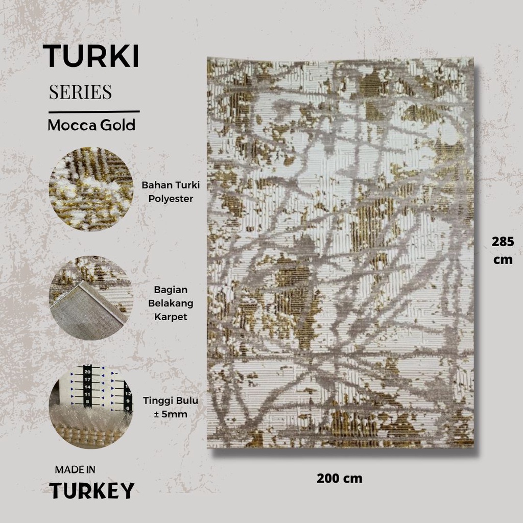 Karpet Turki Import Permadani 200 x285 Mocca Gold  Karpet Import Turki
