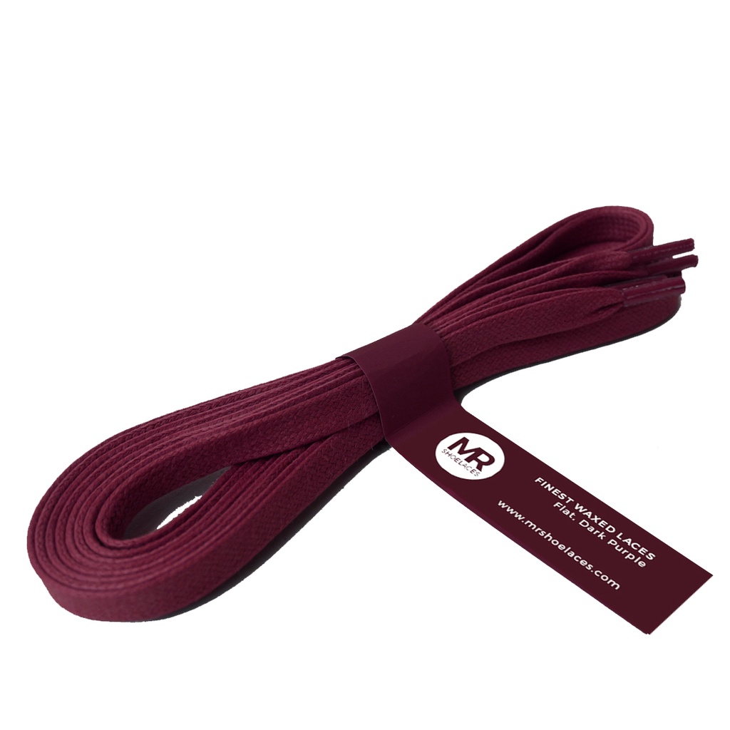 MR Shoelaces FT62 Dark Purple Ungu Tua - Tali Sepatu Lilin 6-7mm Gepeng Flat Pipih (Waxed Laces) 90cm 100cm 120cm 130cm 140cm 150cm 180cm 200cm - Premium Shoelace