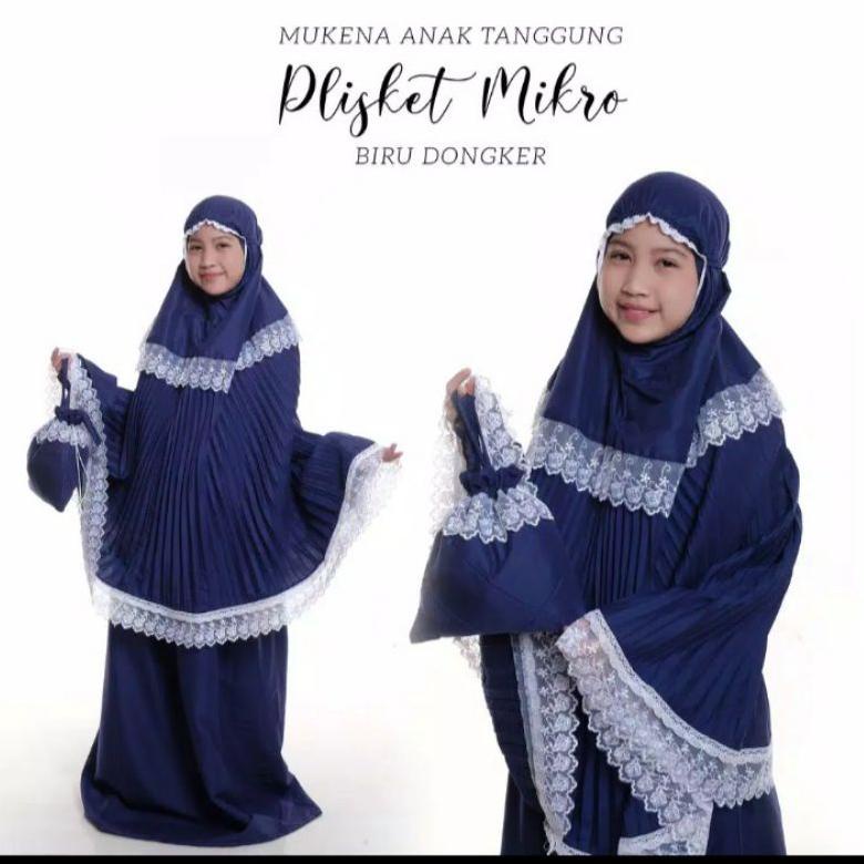 murah MUKENA ANAK PLISKET UMUR 8 - 12 TAHUN // MUKENA PLISKET KLOK belkang