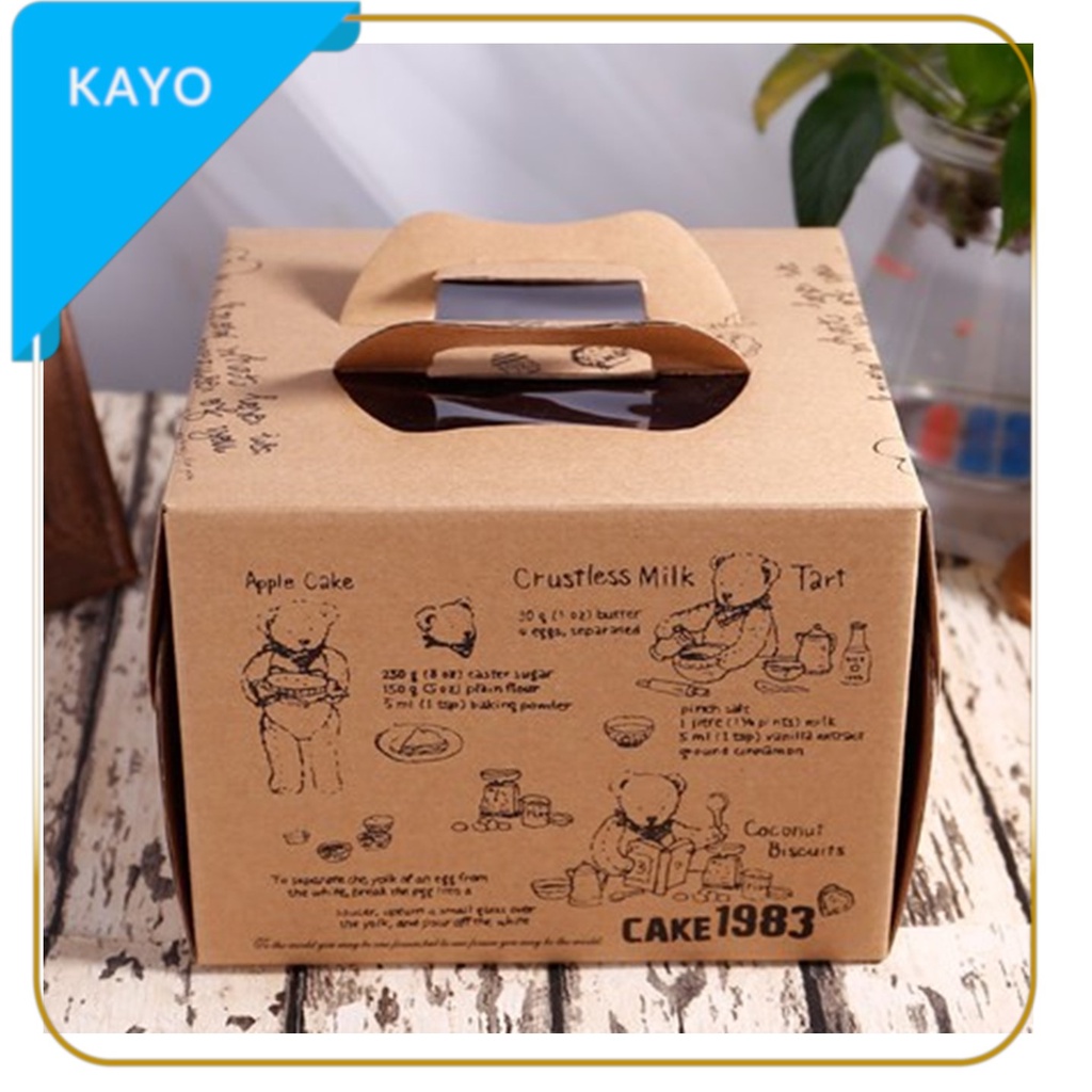 

box karton cake karton gagang jinjing motif vintage packaging kue
