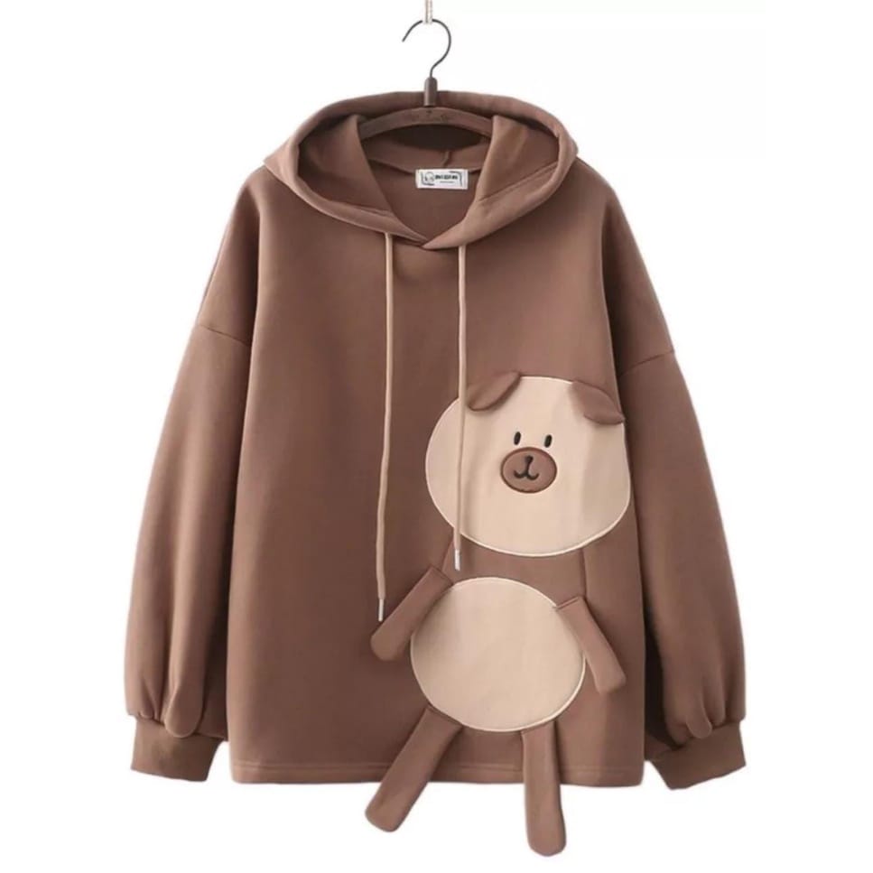 3D BEAR HOODIE SWEATER WANITA - SWEATSHIRT PAKAIAN WANITA LUCU