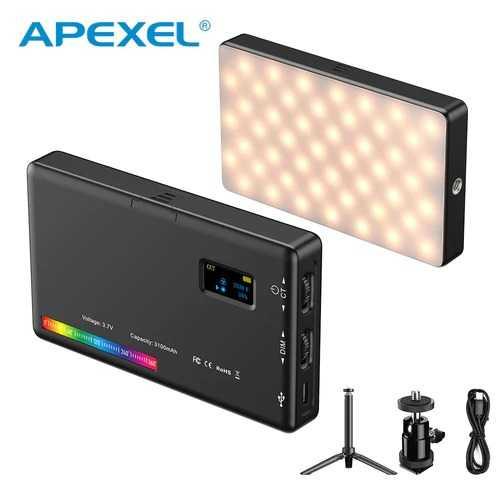 APEXEL Lampu Kamera Mini RGB LED Light Photo Video Dimmable 8W - APL-FL07 - Black
