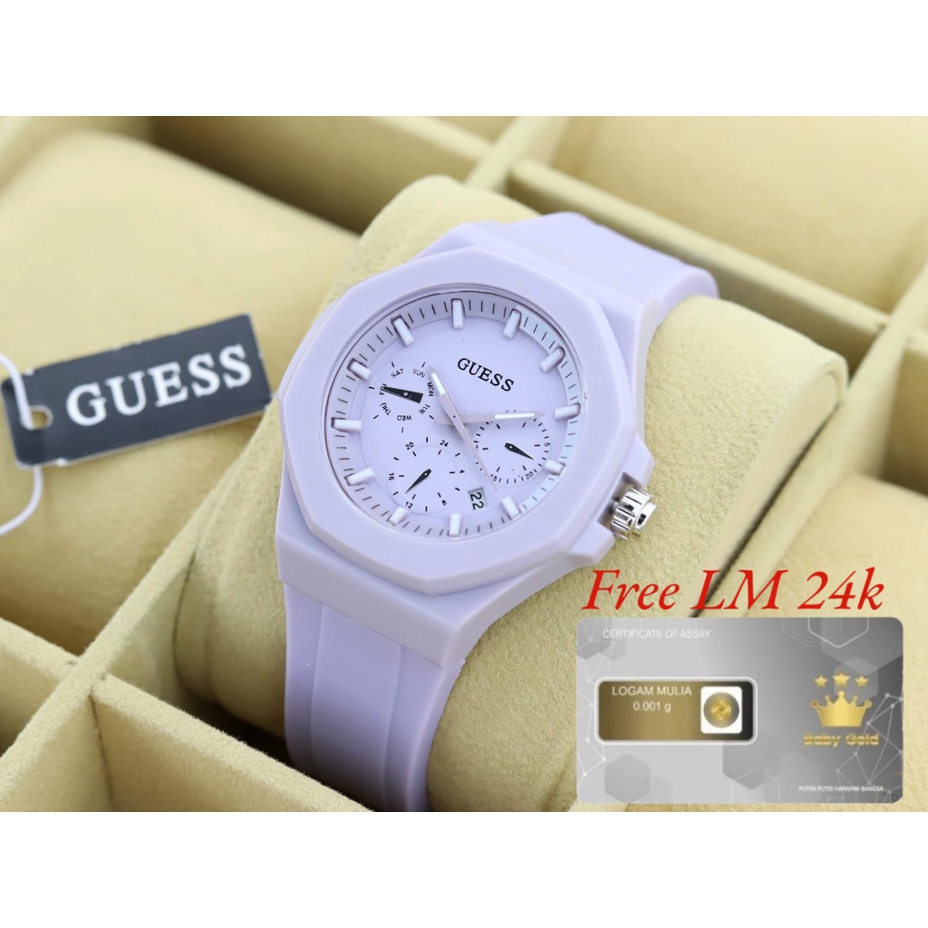 Jam Tangan Wanita GS-2745 Dm 4 cm Tanggal Aktif Strap Karet Free LM 24k