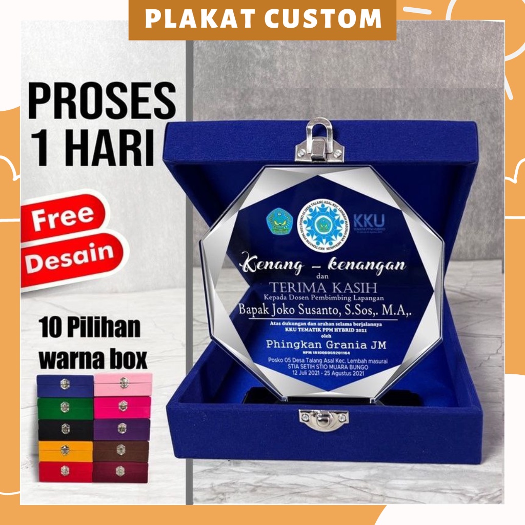 SEHARI JADI PLAKAT CUSTOM CINDERAMATA AKRILIK MURAH SESERAHAN SEMINAR KKN MAGANG OSPEK