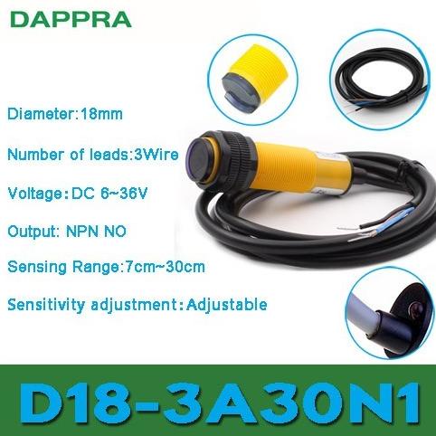 D18-3A30N1 Replace E3F-Ds30C4 M18 Npn No Photoelectric Sensor Oa09 Debezz