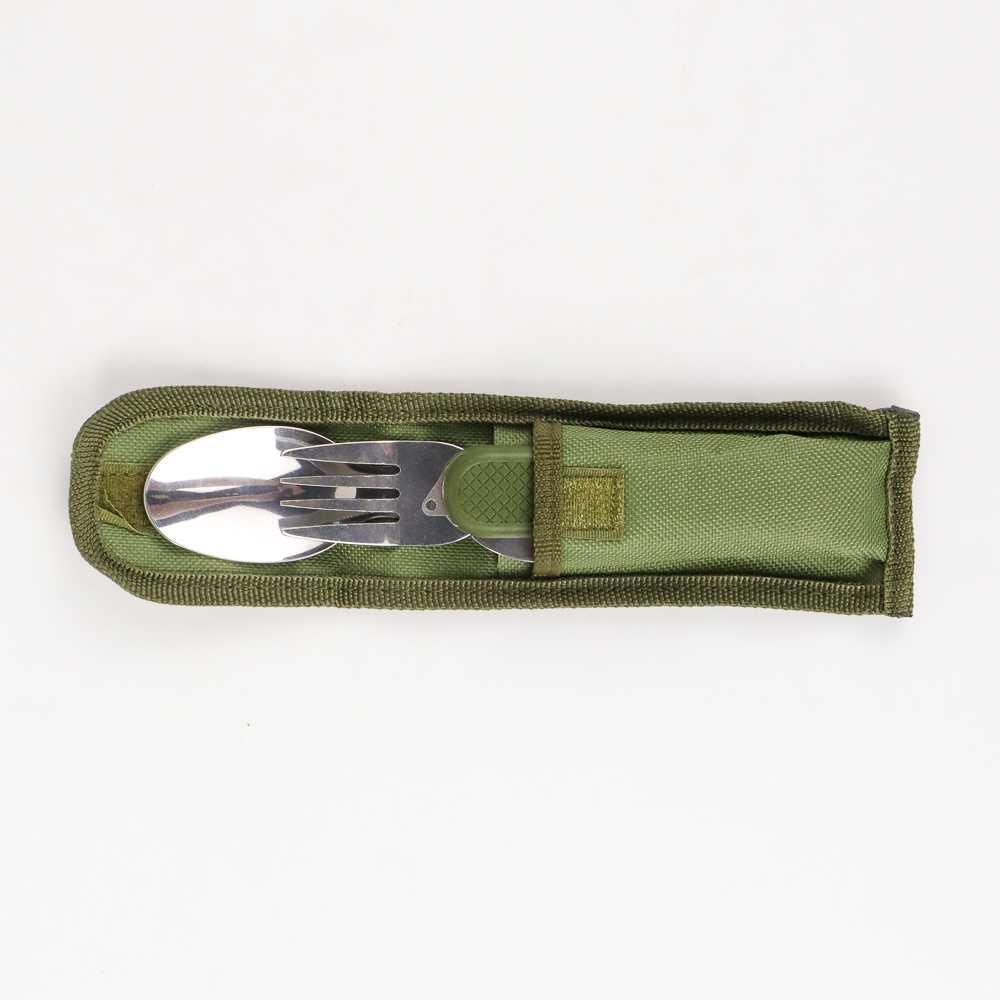 Sendok Garpu Pisau Lipat Foldable Multitool Stainless Steel - SV4 - Green