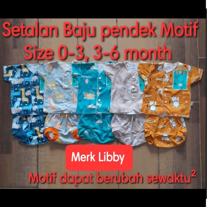 [Bonababy] Libby 1Pasang Setelan Baju Pendek Libby Bayi Newborn & Baby