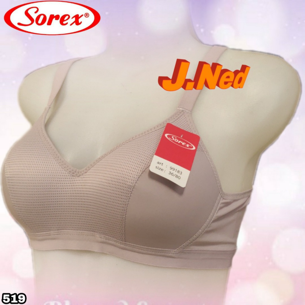 J519 - BRA/BH WANITA SOREX BUSA TIPIS TANPA KAWAT CUP B SIZE 36 - 42