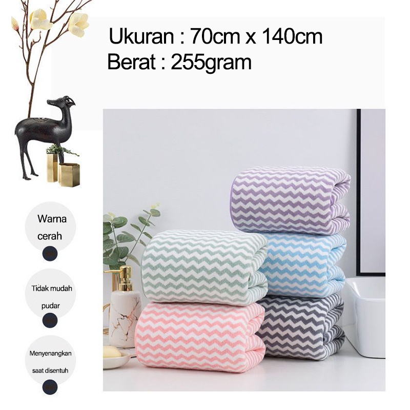 Handuk Mandi Motif Zig-Zag Ukuran 140cm X 70cm Bahan Microfiber Handuk Mandi Dewasa Lembut J2A1