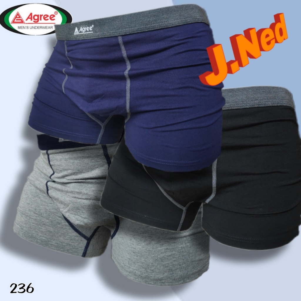 J236T - ( 3PCS ) CELANA DALAM BOXER PRIA AGREE  SIZE M, L, XL