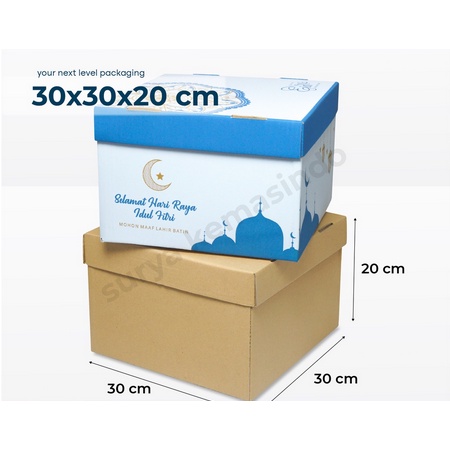 

30x30x20 cm (Set Top/Bot Heebe) Kardus/Karton/Paking/Polos/Hampers/Boneka/Buah/Puding/Tart