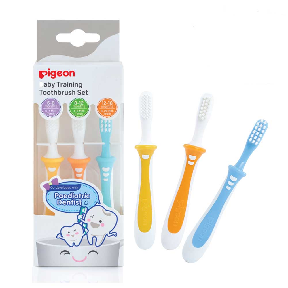 *TERLARIS* Pigeon baby Training Toothbrush Tooth Brush Set /  Lesson 123 1 2 3 - Sikat Gigi Bayi