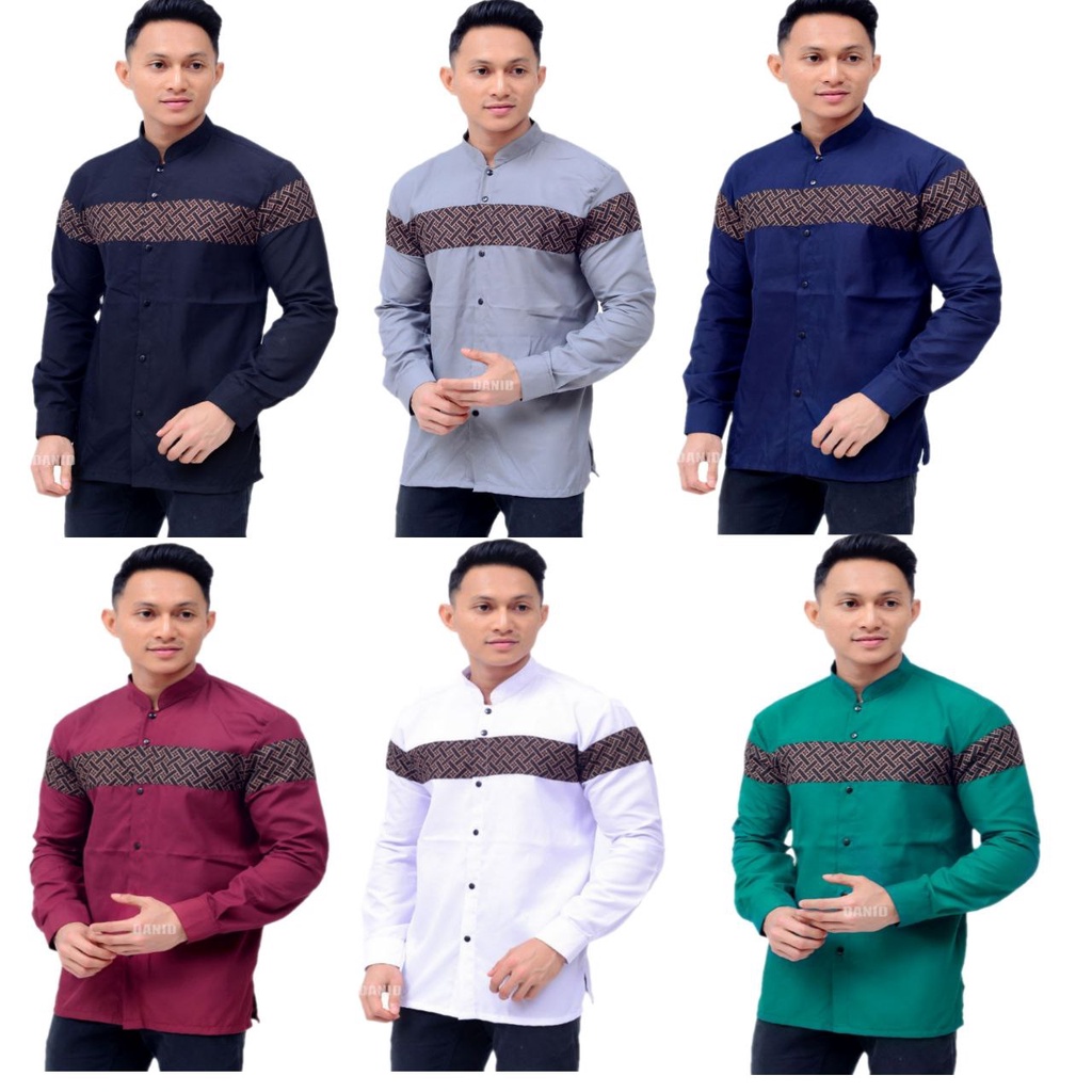 Baju Koko Pria Dewasa Model Terbaru I Baju Koko Pria Lengan Panjang Kemeja Koko Motif Kobata Batik