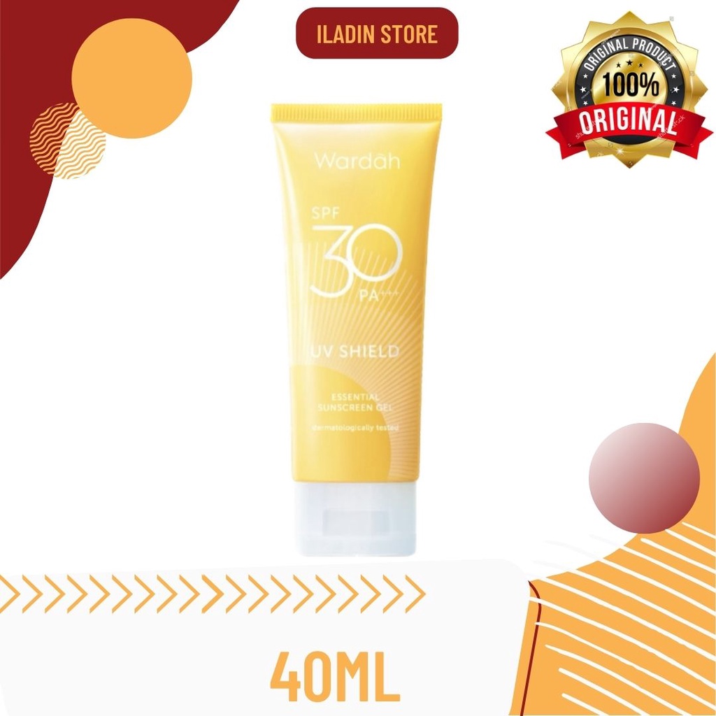 Wardah UV Shield Essential Sunscreen Gel SPF 30 PA +++ 40 ml - Sunscreen Wajah 0% Alkohol - Tekstur Ringan - Melembabkan